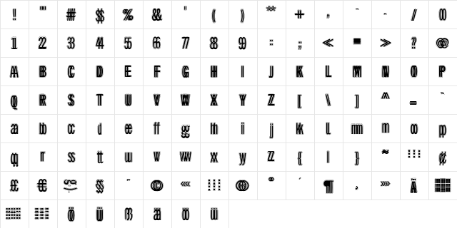 TwinSetSansTwo Regular  glyph index
