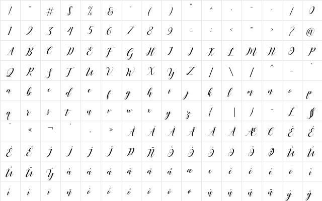 Desyanti Regular  glyph index