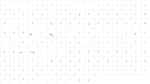 Spijker 08 Semi-condensed Light  glyph index