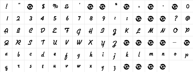 Life On Mars Regular  glyph index