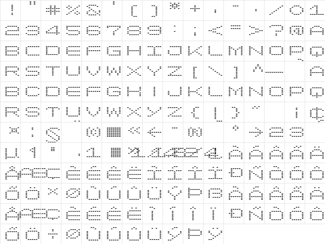 LomoWallDot LT Std 50 Regular  glyph index