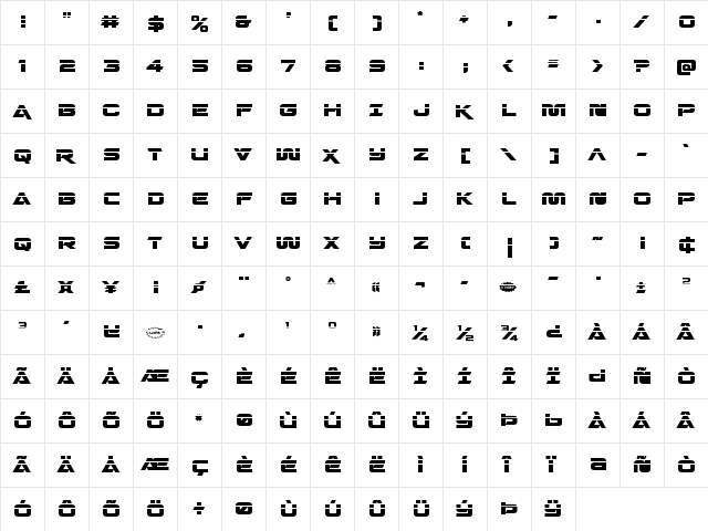 Quark Storm Laser Regular  glyph index