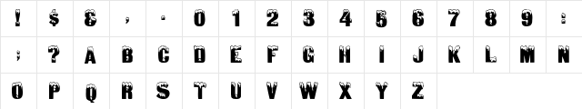 GloomLaser Regular  glyph index
