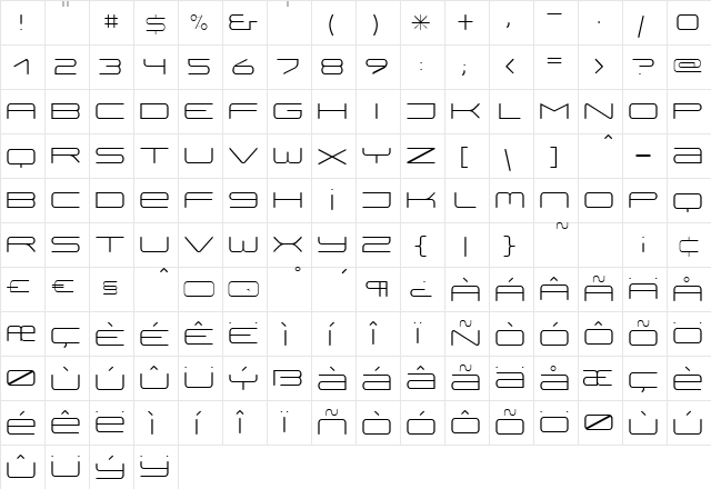 Rung Thin  glyph index