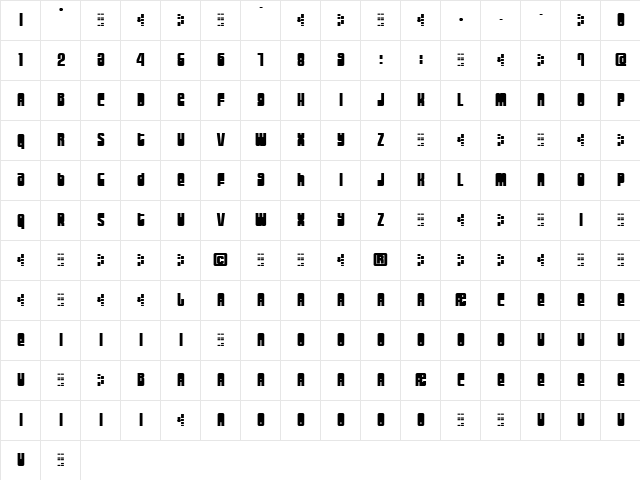 Moog Schmoog Regular  glyph index