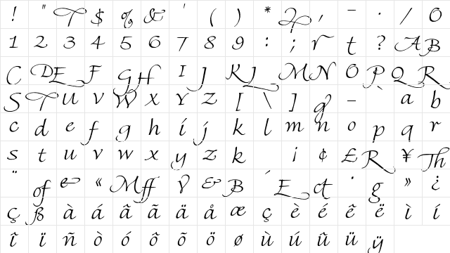 FineHand (SwashCaps) Regular  glyph index