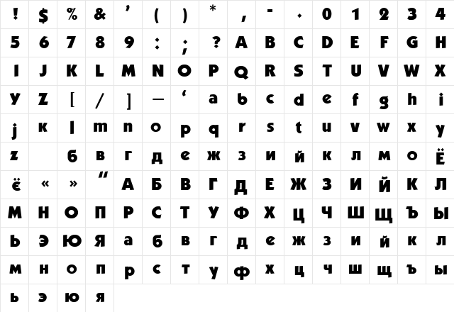 Kabel MediumExttraBold  glyph index
