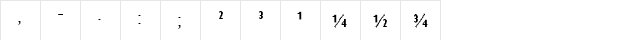 Zeitgeist MT Regular  glyph index