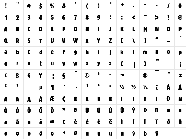 Boulder-Cd Regular  glyph index