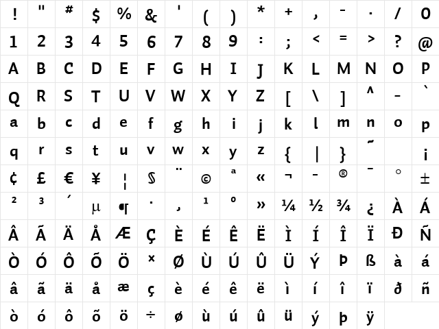 Auto 3 Bold LF  glyph index