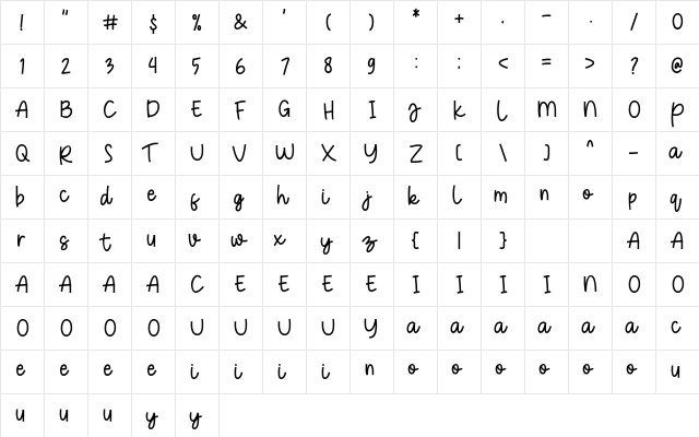 New Rocket Script Regular  glyph index