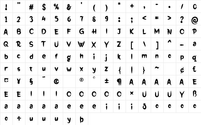 Jagiq Regular  glyph index