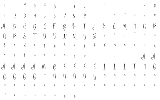 Harmonica Regular  glyph index
