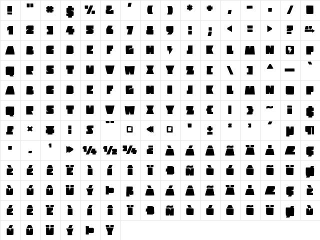 Hard Rock Kids Regular  glyph index