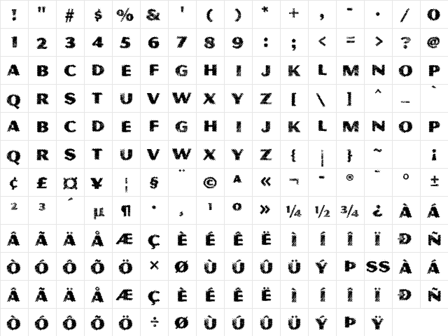 Magnesium MVB Std Grime  glyph index