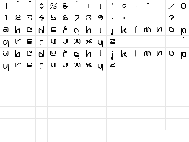 Bottoms Up 3 Regular  glyph index