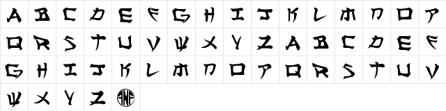 New Regular  glyph index