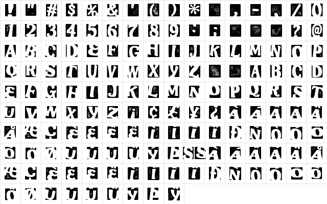 Stampoo Regular  glyph index
