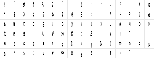 Jerry Bold Regular  glyph index