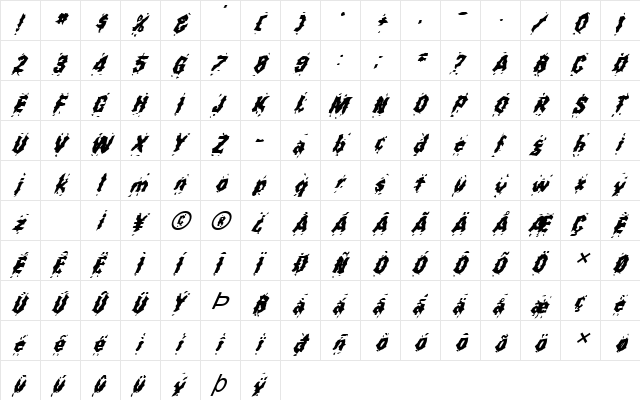 FZ WACKY 31 ITALIC Normal  glyph index