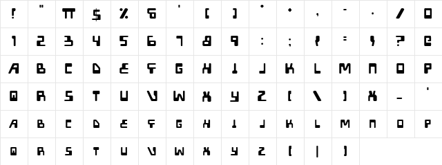 XPED Regular  glyph index