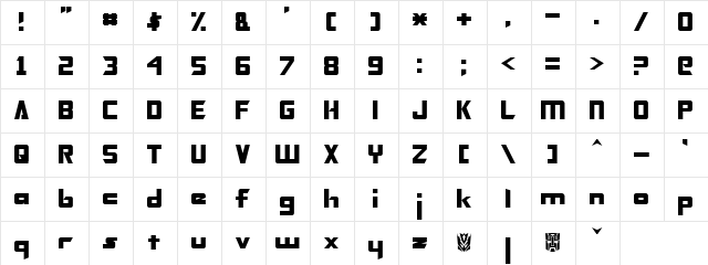 Banjo Music Regular  glyph index