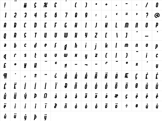 Centrifuge ExtraBold  glyph index