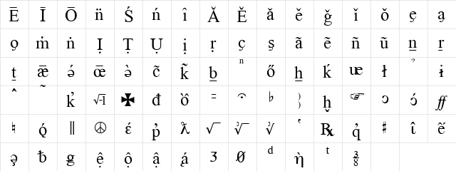 Info26 Regular  glyph index