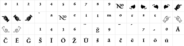 TriniteNo1 Bold  glyph index