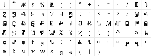 MURIAN Regular  glyph index