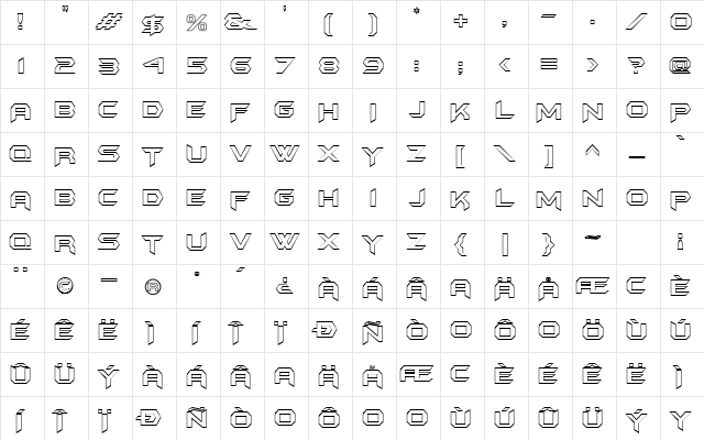 KnightAlternateOutline Regular  glyph index