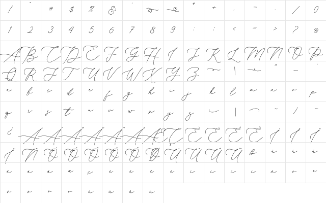 Creampie Regular  glyph index