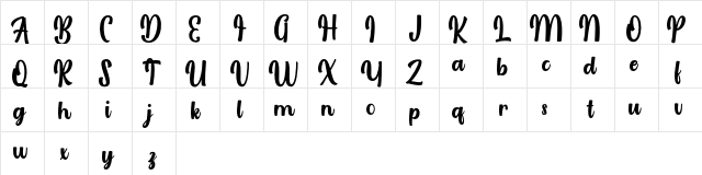 Laggran Script FREE Regular  glyph index