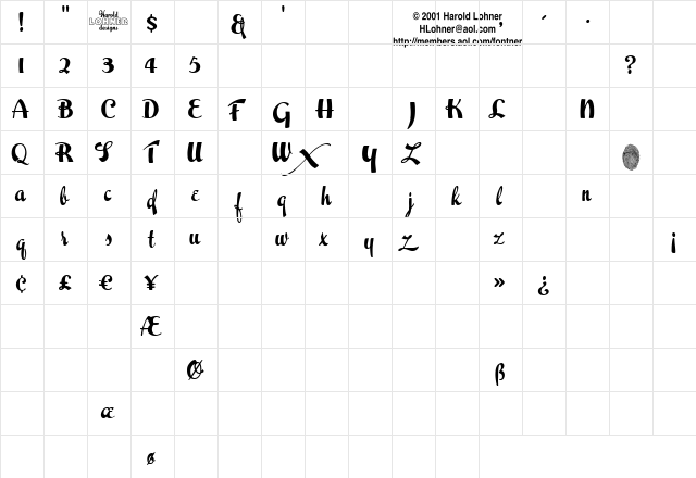 Easter Parade Trial Version  glyph index