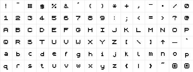 ZXpix Regular  glyph index