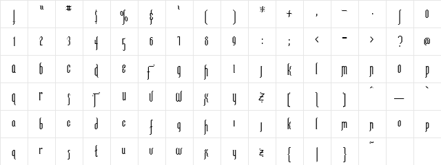 Yarborough Normal  glyph index