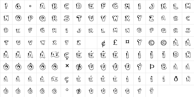 Propped-Up Normal  glyph index