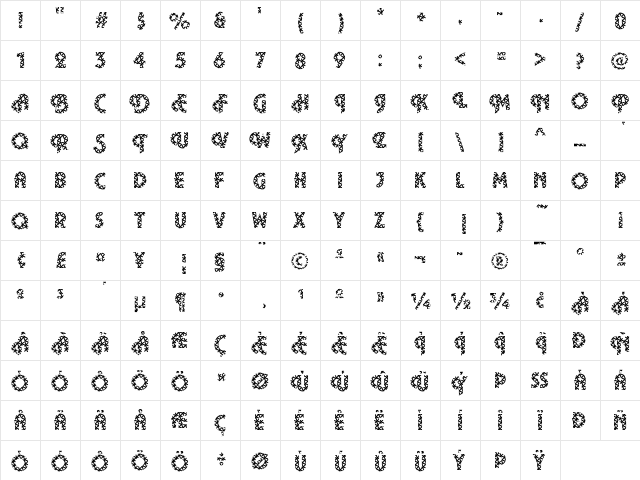Plaza16 Becker Regular  glyph index