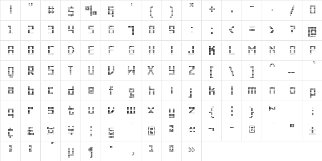 PF Online One Pro Double Regular  glyph index