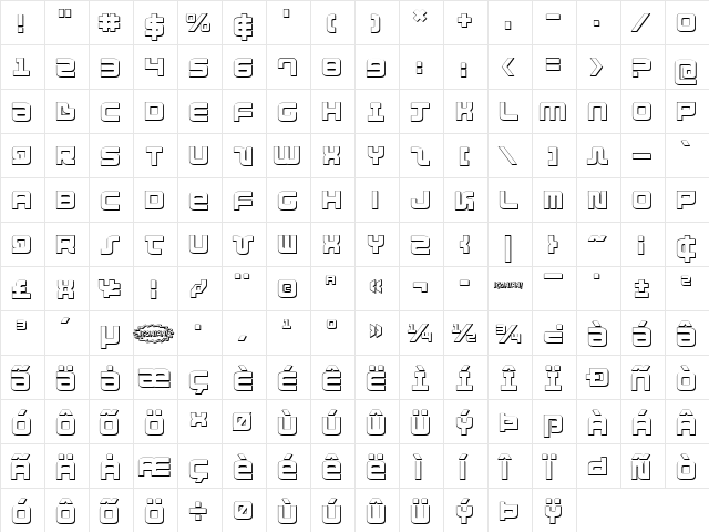 Direktor 3D Regular  glyph index