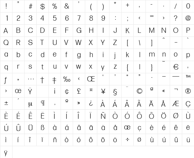 Formula-Light Regular  glyph index