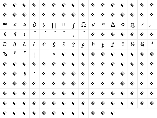 Avance Regular Exp Italic  glyph index