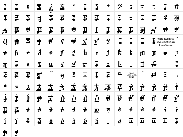 Melody Maker Regular  glyph index