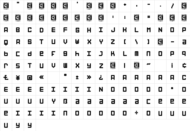 STREET ROAD Regular  glyph index