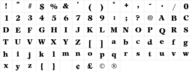 Mezzo Display SSi Regular  glyph index