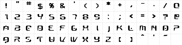 Vzx Regular  glyph index