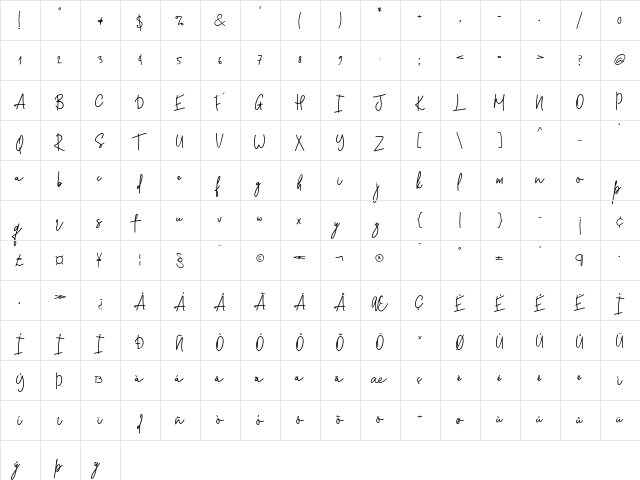 Stone Soul Regular  glyph index