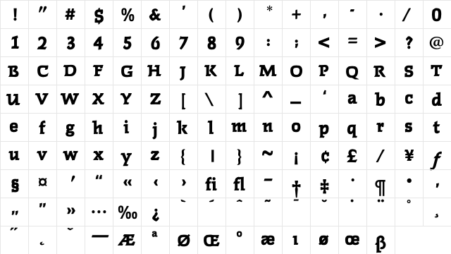 FaustExtraBold Regular  glyph index