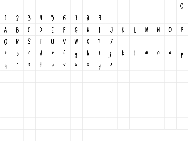 Shelomy Regular  glyph index