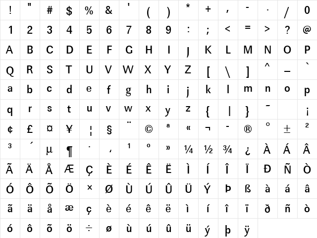 URWLinearTMedExtNar Regular  glyph index